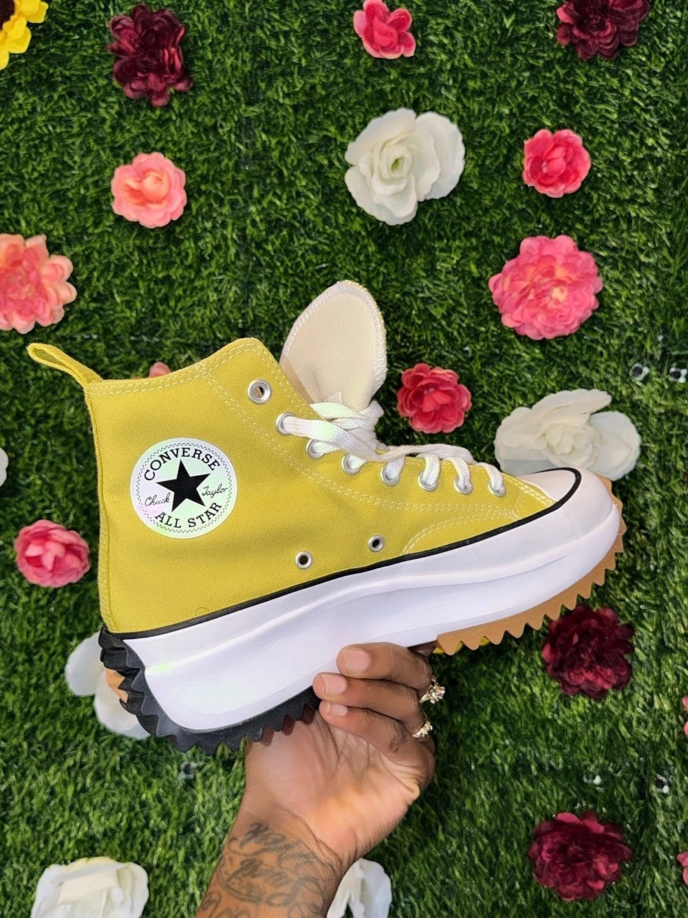 Converse Run Star Hike High Bitter Lemon Yellow & White US 8.5 Like New - Picture 2 of 6